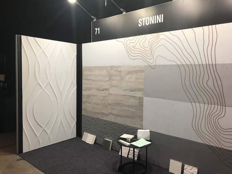 decorative wall panels from Stonini installed at the Front Exhibition