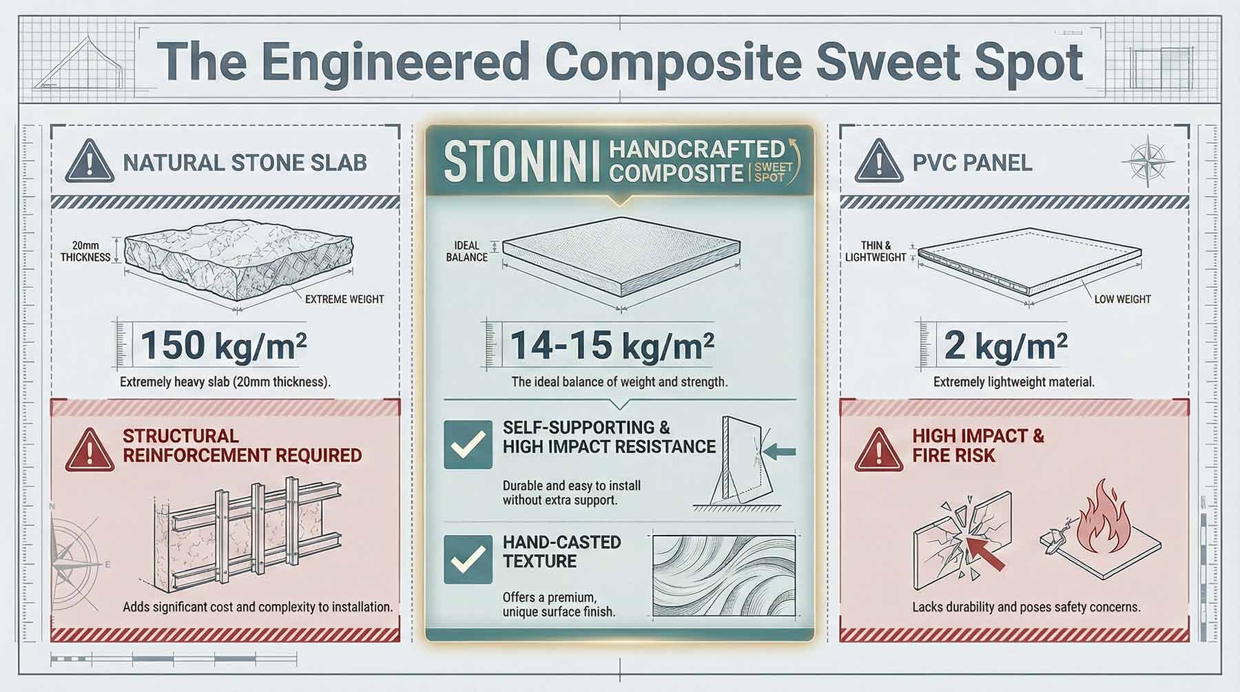 lightweight wall panel vs stone vs pvc