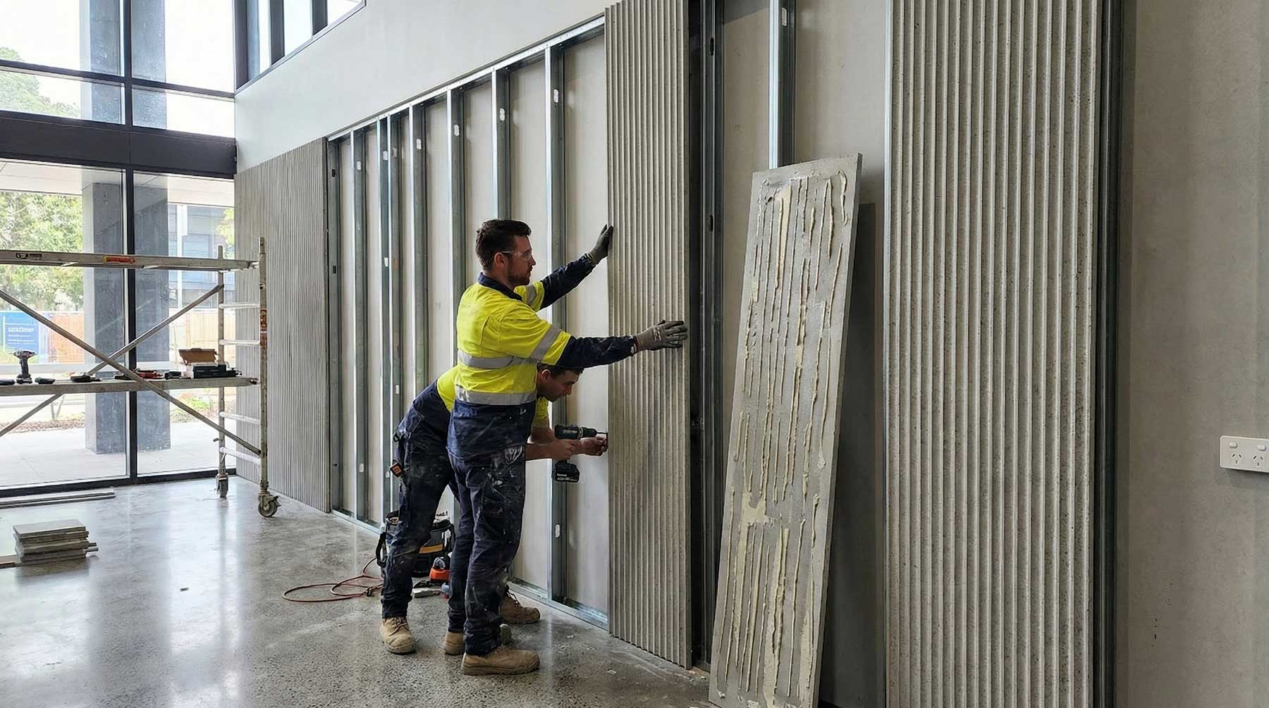 installation of large format lightweight wall panels